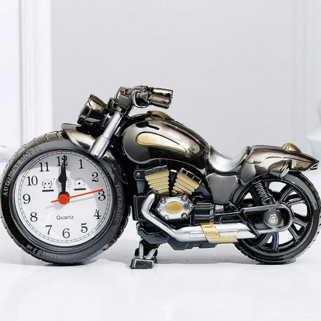 Réveil Modèle de Mini Moto, Horloge de Bureau à Piles pour Étagère, Décoration Créative pour la Maison