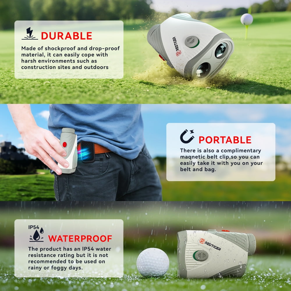 REDTIGER Laser Golf Range finder, 7X Magnification Clear View 1200 Yards Laser Hunting Rangefinder, Slope Measurement, Flag Pole Lockin, Short, Gray