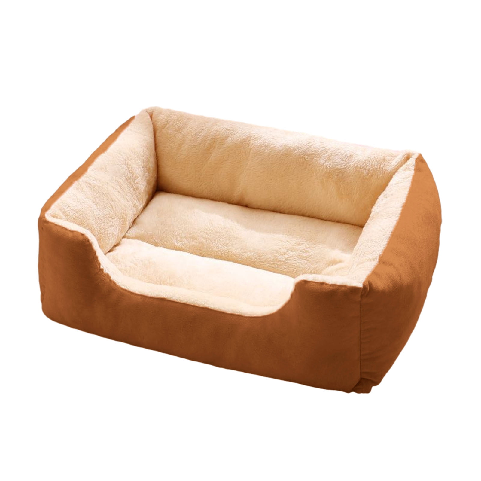 Opvise Plush Pet Nest Orthopedic Dog Sofa Bed for Small Medium Dogs Soft Cat Couch Washable Cat/Puppy Sleeping Bed Light Coffee