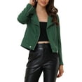 thumbnail image 1 of INSPIRE CHIC Women's Motorcycle Jacket Faux Suede Solid Color Asymmetric Zipper Jacket M Dark Green, 1 of 6