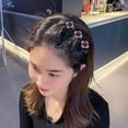 thumbnail image 4 of 4 PCS Sparkling Crystal Stone Braided Hair Clips Four Leaf Grass Hair Clip Duck Bill Clip Satin Fabric Hair Bands with Clips Hair Finishing Artifact Braided Hair Clip with Rhinestones for Women/Girls, 4 of 5