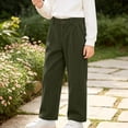 thumbnail image 6 of ZACPNCV Girls Corduroy Wide Leg Pants with Pockets High Waisted Loose Straight Fit Trousers Solid Color Casual Long Pants for Kids,Green, 6 of 9