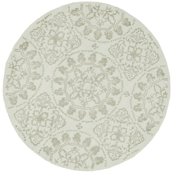 SAFAVIEH Martha Stewart Teraza Stucco Geometric Cotton Area Rug, Shale, 4' x 4' Round