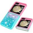 thumbnail image 5 of Glitter Case for Samsung Galaxy Z Flip 5 for Women Girls, Bling Sparkle Colorful Gradient Quicksand Waterfall Soft TPU Liquid Case Cover for Samsung Galaxy Z Flip5 LSJB-Pink Green, 5 of 14