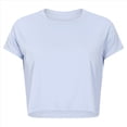 thumbnail image 3 of Camiseta Deportiva de Corta para Mujer, Holgada, Corta, Informal, para Gimnasio Azul XS, 3 of 8