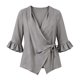 thumbnail image 5 of Neewe Ruffle 3/4 Length Sleeve for Womens Tops Dressy V Neck Collared Shirts Trendy Business Casual Daily Outfits, 5 of 5