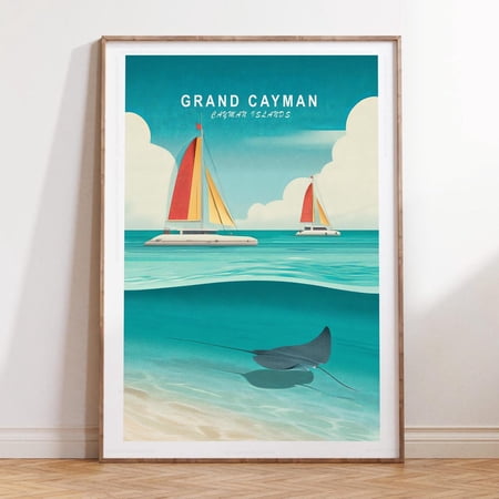 Grand Cayman Cayman Islands Coastal Nature Print, Unframed Paper Print Size 8x12