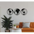thumbnail image 3 of DEKADRON Three Metal World Map Globes, Round Metal World Map Wall Art, Metal Wall Decor, Metal Wall Art, 3 of 4