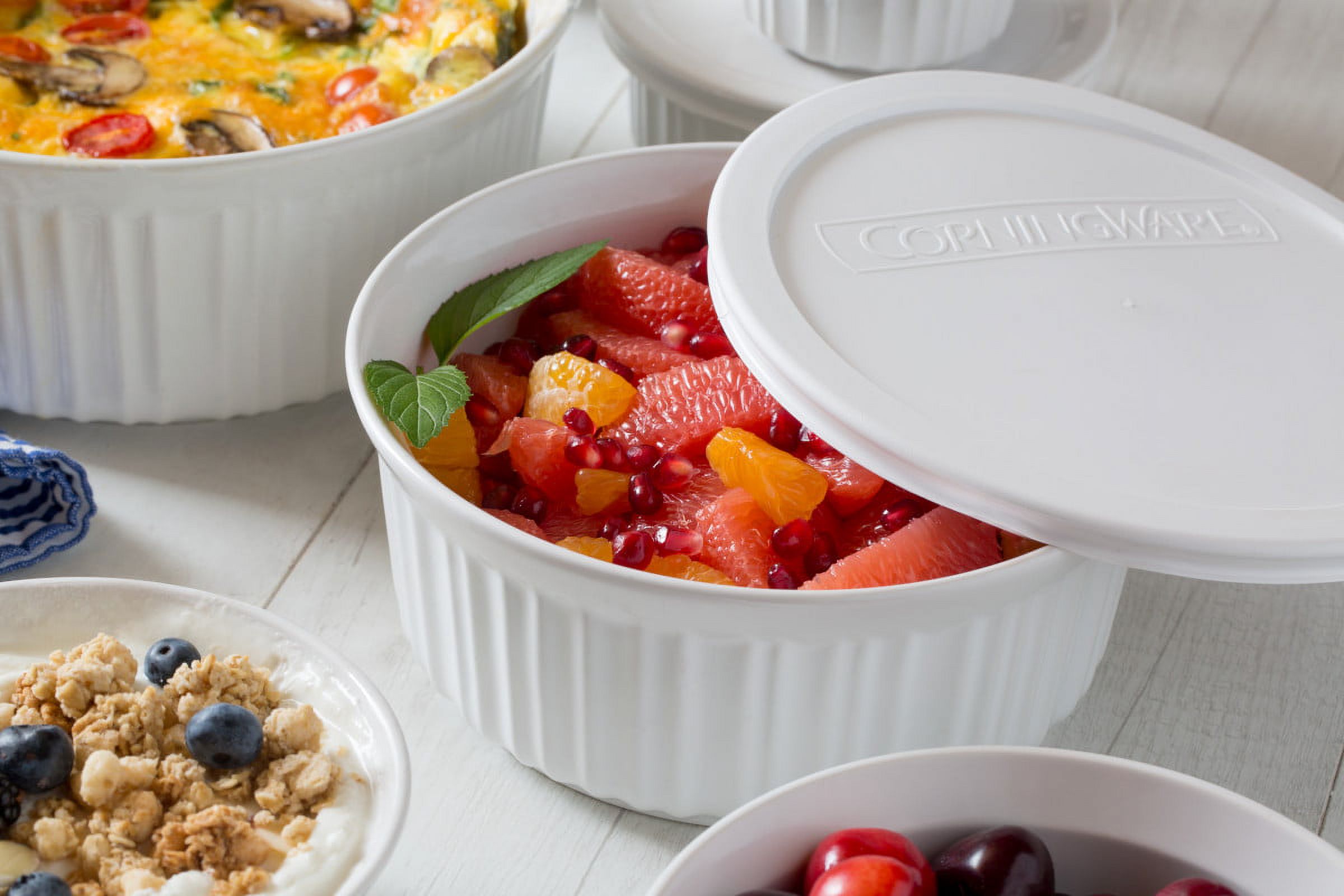 CorningWare French White 8-Piece Ceramic Stoneware Casserole Set with Glass and Plastic Lids, Round & Oval - image 3 of 6