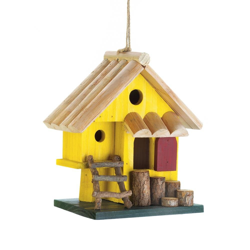 Bird Houses Outdoor Yellow Tree Fort Wooden Hanging 