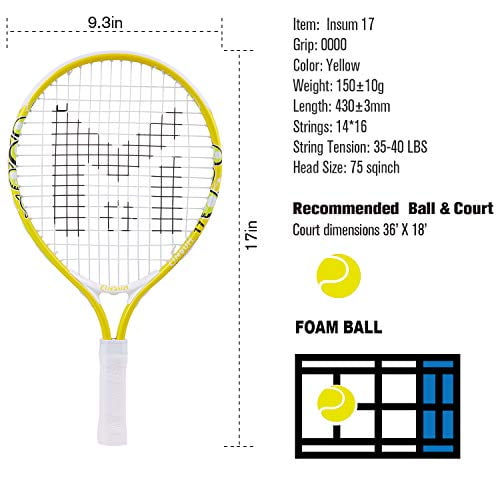 Insum Junior Tennis Racquet 17 Toddlers Starter Kids for Ages 2-4 with Shoulder Strap Bag and brochure Insum Junior Tennis Racquet 17 Toddlers Starter Kids for Ages 2-4 with Shoulder Strap Bag and brochure