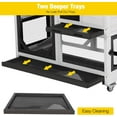 thumbnail image 4 of Aivituvin Rabbit Cage Indoor Outdoor Bunny Hutch on Wheels, 2 Story Wood Guinea Pig Cages with 2 Deeper Pull Out Trays (Black & White), 4 of 9
