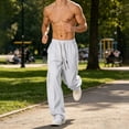 thumbnail image 6 of Hurxie Mens Baggy Sweatpants Casual Pants Elastic Drawstring Waist with Pockets Loose Fit Wide Leg Joggers Gray,XL, 6 of 7