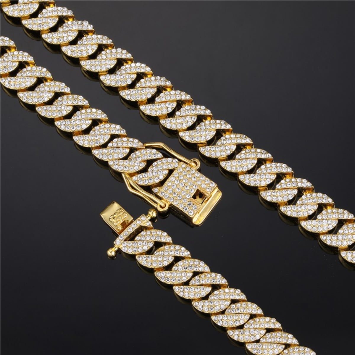 Male 10MM Cuban Chain Necklace for Men Women Iced Out Zircon Hip Hop Jewelry 20inch
