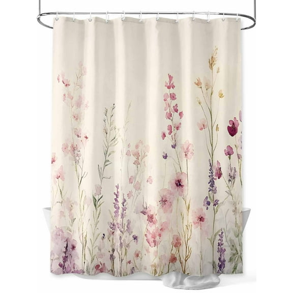 Fsddascl Watercolor Floral Shower Curtain Set - 54" x 78" Washable Bathtub Curtain with 12 Hooks, Farmhouse Flowers Retro Waterproof Fabric Stall Shower Curtains for Bathroom/Bathtub Décor
