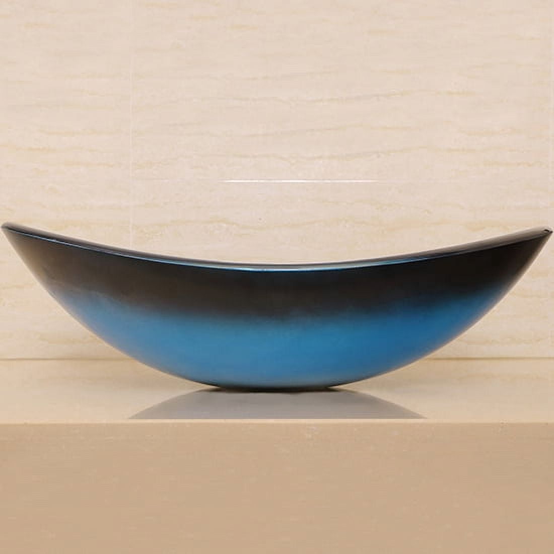 Wonline Modern Bathroom Oval Tempered Glass Vessel Sink Orb Pop up Drain & Faucet Bowl Vanity Basin Combo