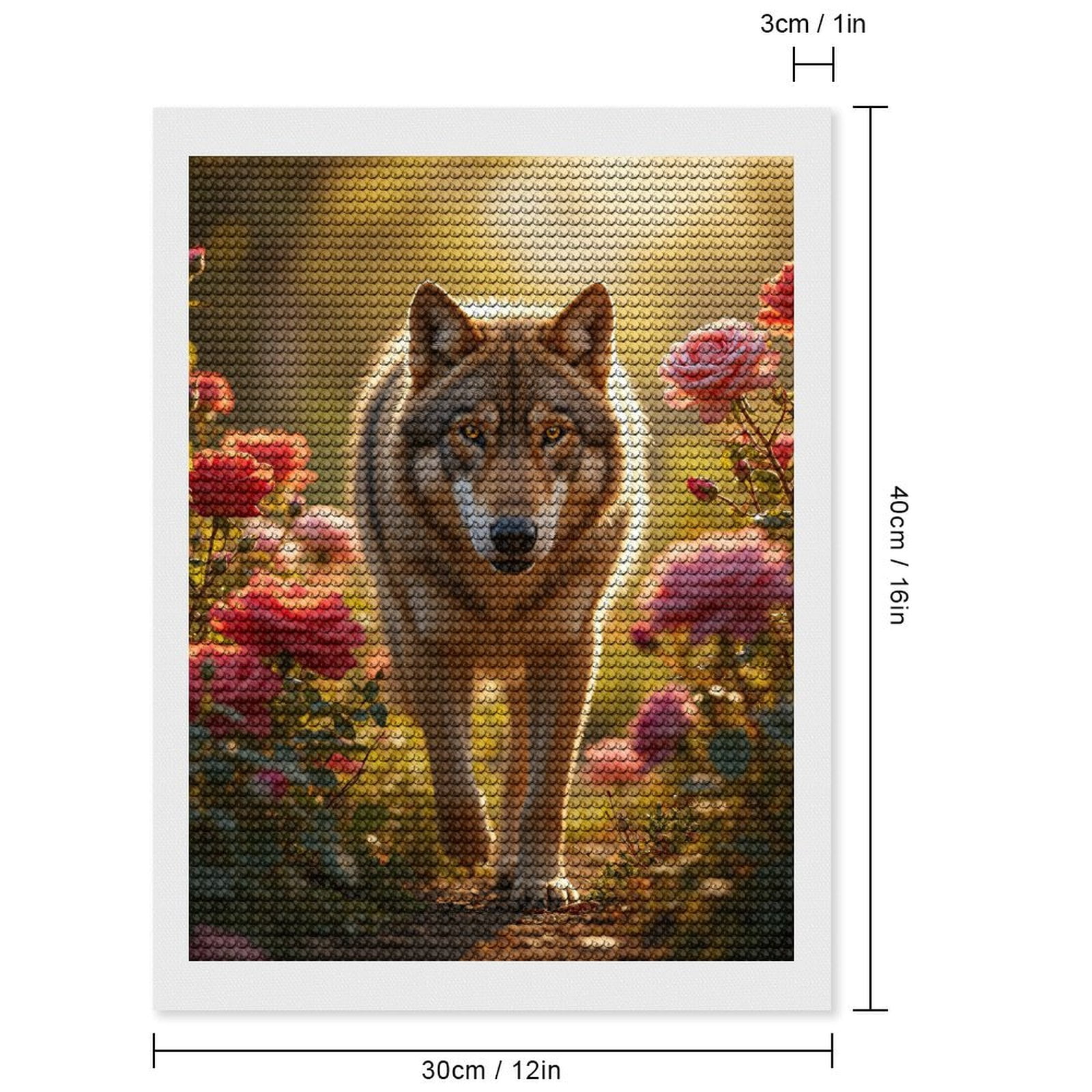 Diamond Art Kits for Adults, Wolf Strolling Through Rose Garden 5D Diamond Painting Kits for Adults Beginners, DIY Full Drill Diamond Painting, Gem Art and Crafts 12x16