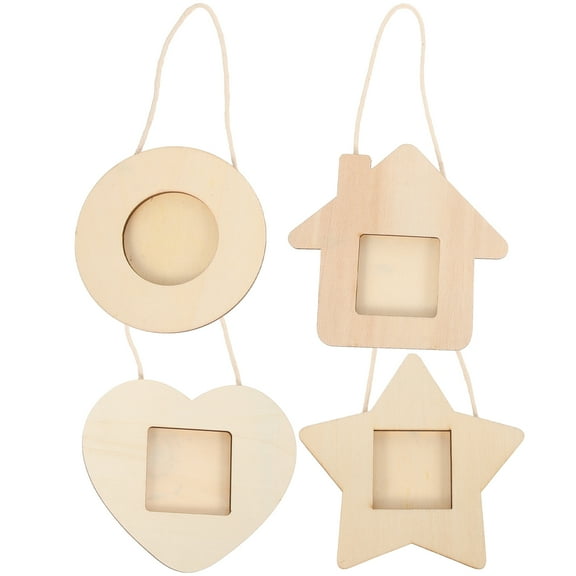 Wooden Picture Frame Ornaments for Decoration Creative DIY Craft Assorted Color 2 Sets