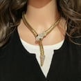 thumbnail image 2 of Joyería femenina de moda, accesorios completos de diamantes de imitación, collar con colgante largo de serpiente de cristal dorado. (Oro)-Collar de serpiente pulsera retro, 2 of 5