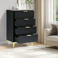 thumbnail image 3 of KIGOTY 4 Drawer Dresser for Bedroom, Modern Tall Dresser Storage Cabinet, Wood Chest of Drawers, Bedroom Dressers, Storage Organizer Unit for Living Room, Hallway, Entryway (Black-Gold), 3 of 7