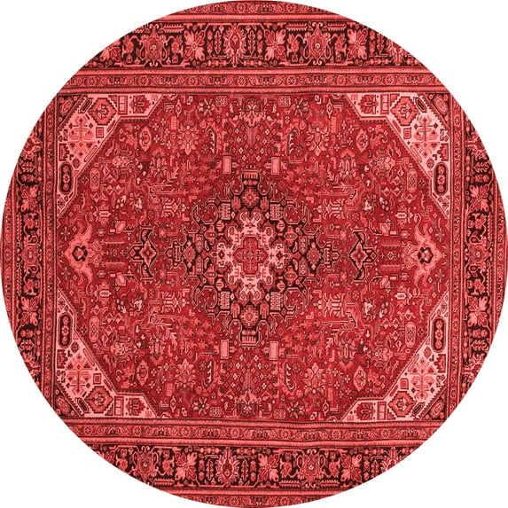 Ahgly Company Indoor Round Medallion Red Traditional Area Rugs, 6' Round