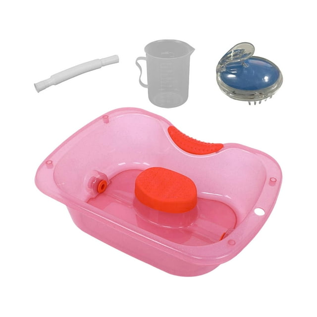 Lavabo de cabecera con cojín para la cabeza, cómoda bandeja de lavado reutilizable para fregadero con manguera de 150cm para salón, cabecera, abuela Rosa