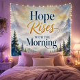 thumbnail image 2 of Hope Rises With the Morning Above Pine Peaks at Dawn, Inspirational Watercolor for Nature Lovers, Mountain Wall Art, New Home Gift, Tapestry Wall Hanging for Bedroom and Studio, 2 of 7