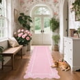 thumbnail image 3 of GlowSol 2'x6' Scalloped Bow Border Area Rug, Modern Solid Washable Rug with Non Slip TPR Backing, Stain Resistant Low Pile Indoor Carpet Mat for Bedroom Hallway Nursery Decor, Pink, 3 of 7