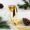 thumbnail image 2 of Northlight Shimmering Gold Metallic Wired Craft Christmas Ribbon 2.5" x 10 Yards, 2 of 5