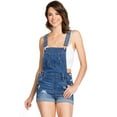 thumbnail image 3 of Wax Jean Womens Juniors Micro Jean Short Overalls (Dark Denim, Large), 3 of 4