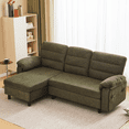 thumbnail image 5 of IULULU L Shape Convertible Sectional Sofa Couch with Chaise, Modern Linen Fabric Sofa Bed with Solid Frame & Thick Cushion for Living Room, Small Space, Green, 5 of 12