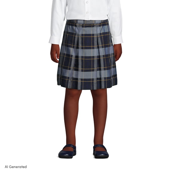 Lands' End Girls Plaid Box Pleat Skirt Top of the Knee
