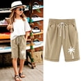 thumbnail image 2 of NAFUU Girls Bermuda Shorts Knee Length Straight Leg Long Shorts Casual Drawstring Elastic Waist Beach Short Pants 5-6 Years, 2 of 4