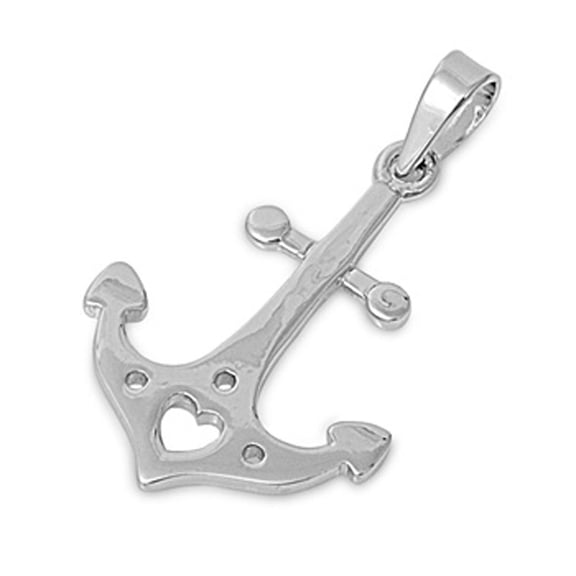 Mariner Cross Promise Heart Flat Anchor Pendant .925 Sterling Silver Shiny Charm Jewelry Female