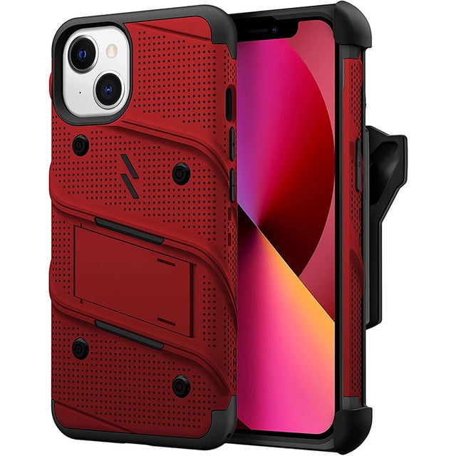 Funda Zizo para iPhone 13 Bolt + Mica Grado Militar Rojo Original