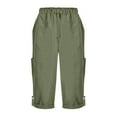 thumbnail image 5 of UAMVSH Women's Capri Cargo Pants Outdoor Hiking Workout Pockets Pants Cuffed Hem Elastic Waist Drawstring Athletic Cropped Pants, 5 of 5