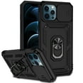 thumbnail image 1 of iPhone 12 Pro Max Kickstand Armor Case with Slide Camera Lens Protection Cover Built-in 360° Rotate Ring Holder Stand Magnetic Military Shockproof Phone Cover Case for iPhone 12 Pro Max,
Black, 1 of 8