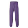 thumbnail image 5 of YDKZYMD Purple Mens Cargo Sweatpants Joggers Fleece Elastic Athletic Sweatpant with Multi Pockets Casual Baggy Pant Drawstring Heavyweight Jogger Pant Wide Straight Leg Hiking Warm Trousers 2XL, 5 of 5