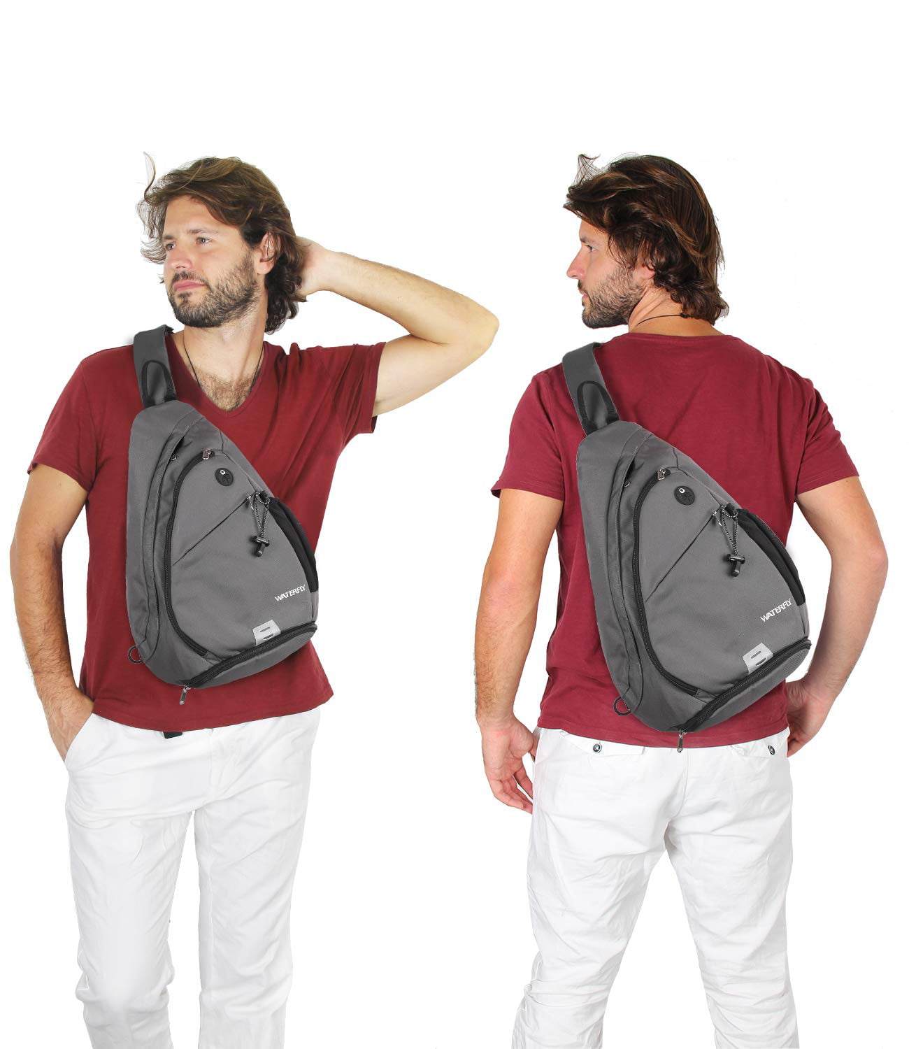  WATERFLY Sling Bag Crossbody Backpack: Over Shoulder Daypack  Casual Cross Chest Side Pack
