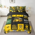 thumbnail image 2 of Manfei Cartoon School Bus Twin Bedding Sets 7-Piece, Transportation Vehicle Bedding Comforter Set, Yellow Public Truck Reversible Sheet Sets, Ultra Soft Home Decor, 2 of 7