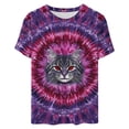 thumbnail image 3 of Camiseta Impresa Casual de Cuello Tripulado de Manga Corta de las Mujeres, Blusa Ligera de Mezcla de Poliéster para el Uso Diario, 3 of 5