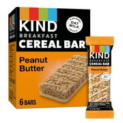 KIND Cereal Bars, Peanut Butter, Instant, Gluten Free, 9.3oz, Shelf Stable, Cardboard Box (6 Bars)