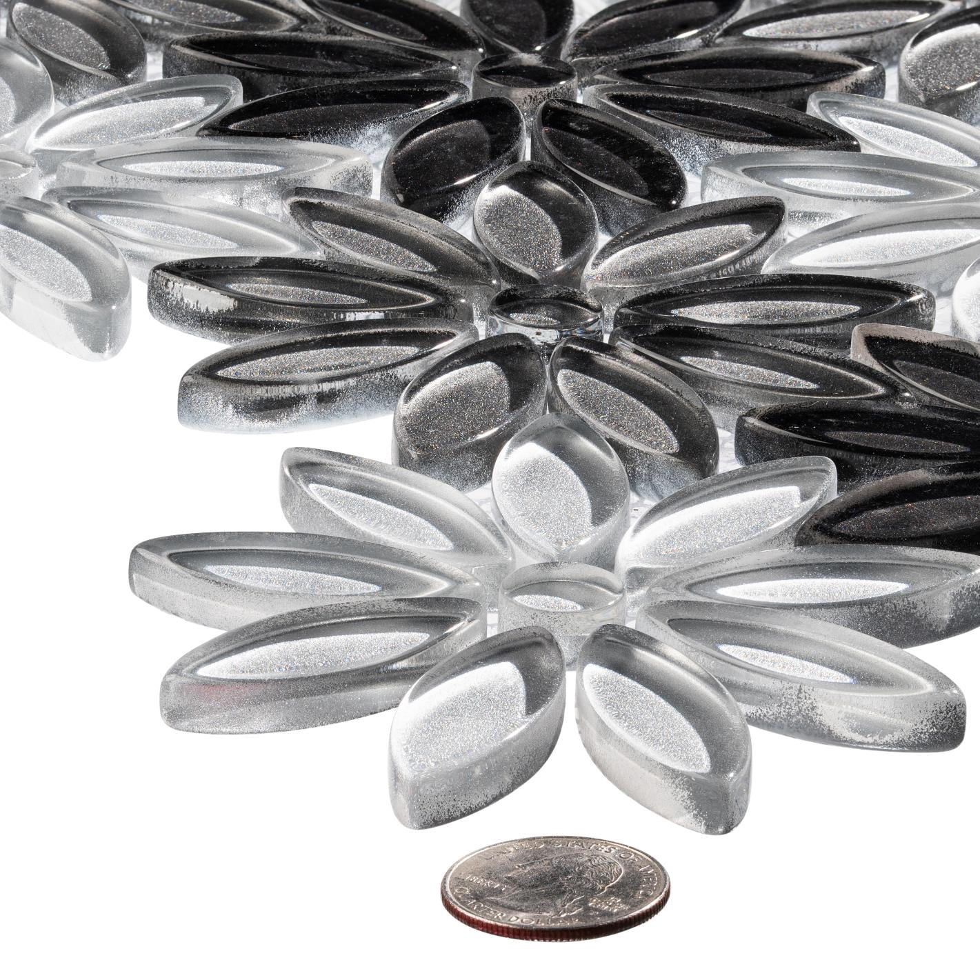Fresh Ticia Gray Floral Pattern Polished Glass Mosaic Wall and Floor Tile