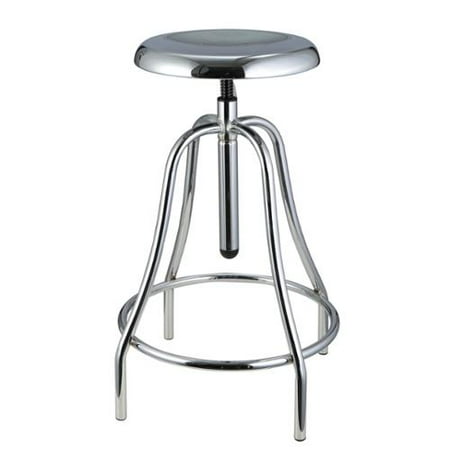 - Robert Adjustable and Swivel Iron Chrome Bar Stool