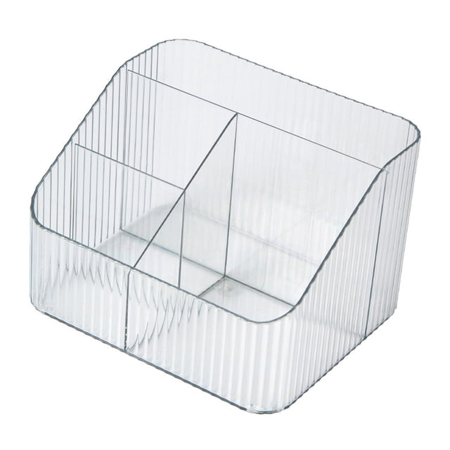 Caja de almacenamiento compartimentada de escritorio, compartimentos de plástico, caja multicompartimento, organizador de cosméticos, control remoto y papelería.
