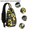 thumbnail image 2 of Yellow Lemon Print Crossbody Daypack, Cute Summer Fruit Design Sling Backpack with Retro Vintage Floral Patterns, Lightweight and Adjustable Shoulder Strap, 2 of 3