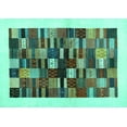 thumbnail image 1 of Ahgly Company Machine Washable Indoor Rectangle Solid Turquoise Blue Modern Area Rugs, 5' x 8', 1 of 4
