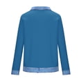 thumbnail image 4 of Sweatshirt for Women Neck Long Sleeve Casual Loose Fit Pullover Denim Contrast Raglan Sleeve Waffle Knit Soft Breathable Autumn Tops, 4 of 5