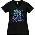 thumbnail image 3 of Inktastic Winter Let It Snow Lettering in Blue with Snowflakes Women's Plus Size V-Neck T-Shirt, 3 of 5
