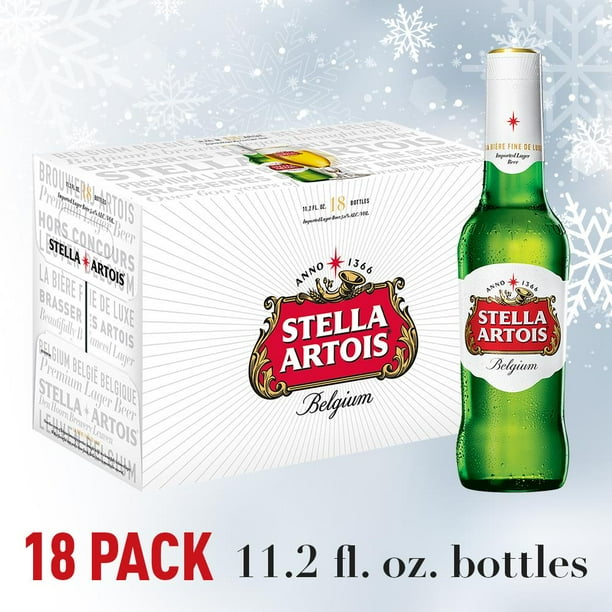 Stella Artois Lager, 18 Pack Beer - 11.2 FL OZ Bottles, 5% ABV